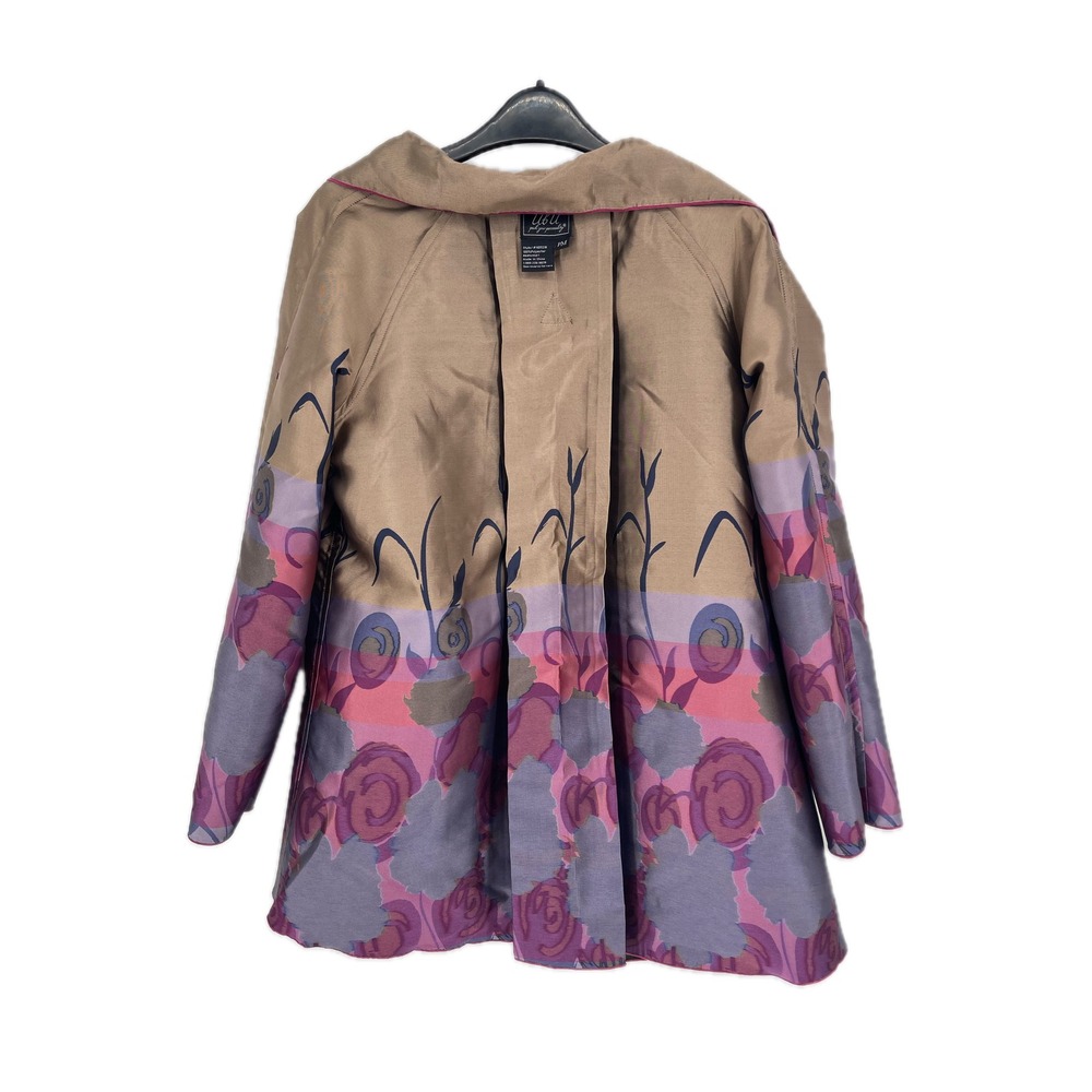 NWOT UBU Reversible Floral Rain Jacket Navy Blue Taupe Button Front PM N0921B - Picture 7 of 9